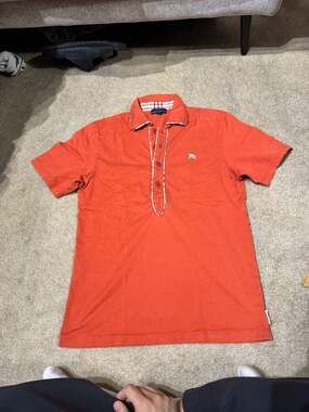 Burberry London Blue Label Orange Polo Shirt Size L